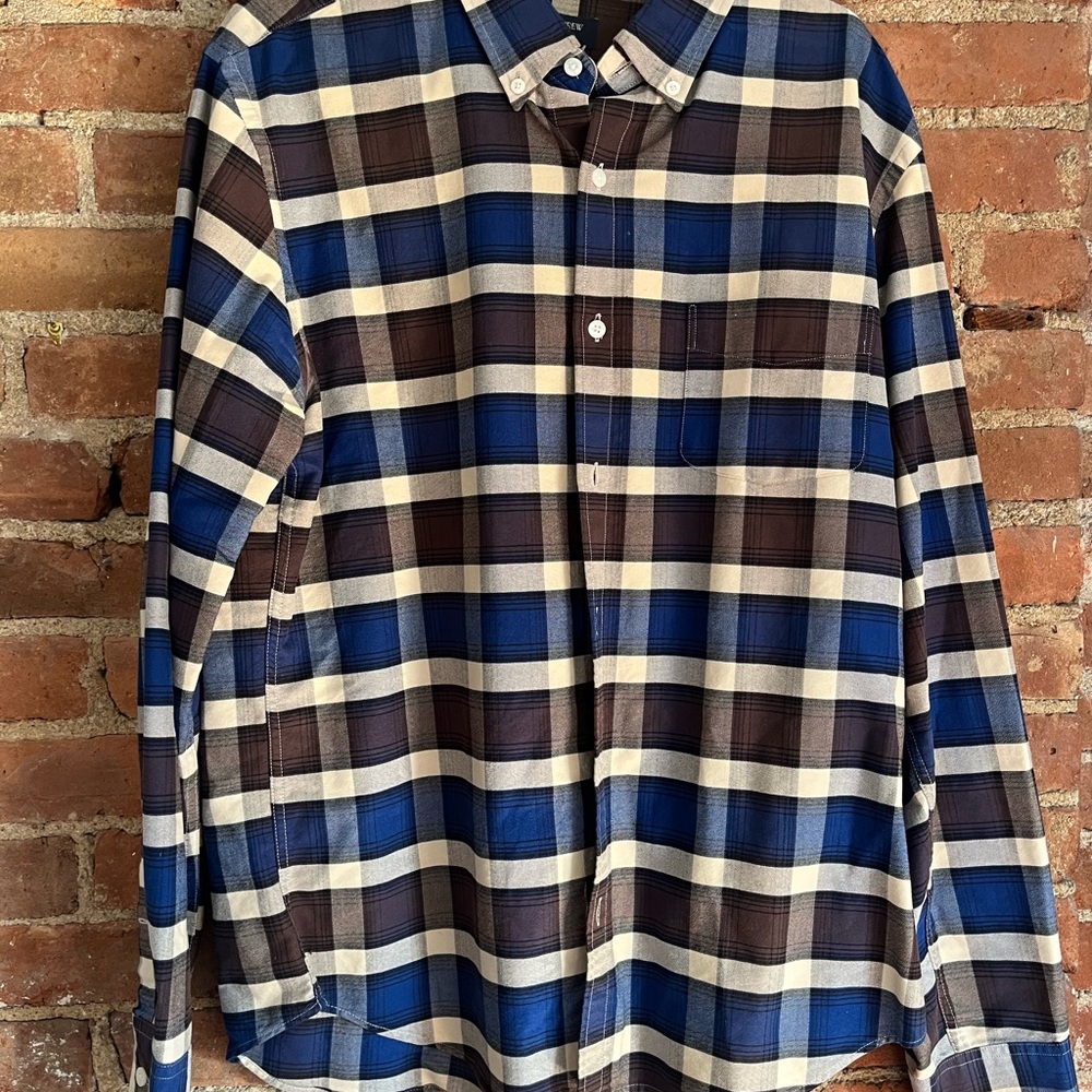 Blue and Brown Plaid Men's Shirt